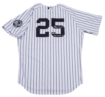 2015 Mark Teixeira Game Used and Signed New York Yankees Pinstripe Home Jersey Worn on 8/23/15 (MLB Authenticated, Steiner & PSA/DNA)